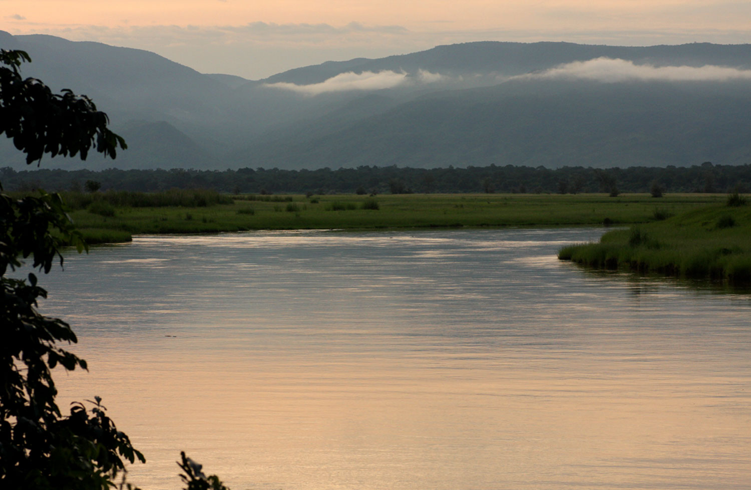 Dusk falls over the Zambezi River